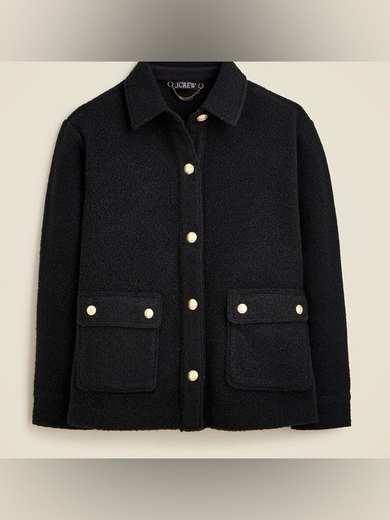 J. Crew Jackets & Blazers - J. Crew | Jackets & Coats | J Crew Black Boucl Shirtjacket With Gold Buttons